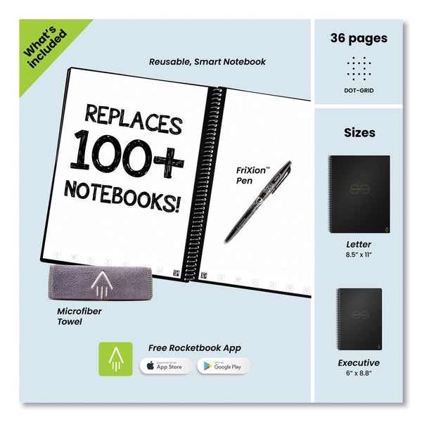 Rocketbook Core Smart Notebook, Dotted Rule, Teal Cover,  (18) 8.8 x 6 Sheets (RKBEVREKCCE) Each