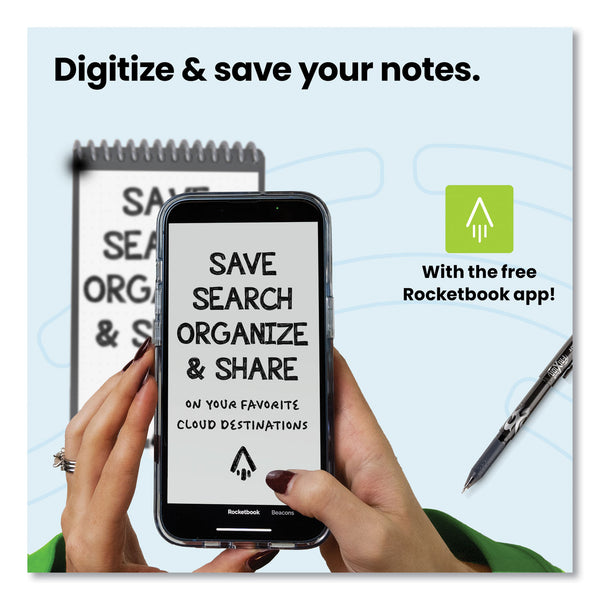 Rocketbook Mini Notepad, Black Cover, Dot Grid Rule, 3.5 x 5.5, Black/White, 24 Sheets (RKBEVRMKA) Each