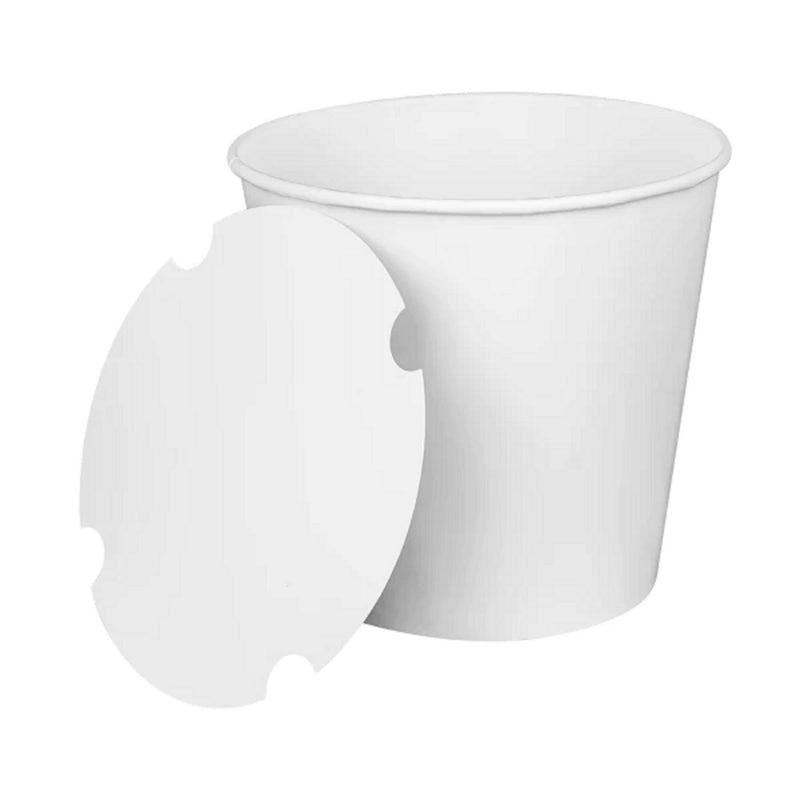 Karat Food Bucket with Lid, 170 oz, 8.9" Dia x 8.36"h, White, Paper, 150/Carton (KRTCFB170WBNDL) Case of 150