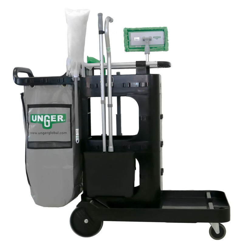 Unger ZoneCleanRx Janitorial Carts, Plastic, 3 Shelves, 23.5 x 25 x 25, Black (UNGCRTZN) Each