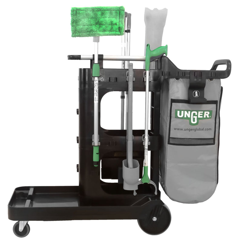 Unger ZoneCleanRx Janitorial Carts, Plastic, 3 Shelves, 23.5 x 25 x 25, Black (UNGCRTZN) Each