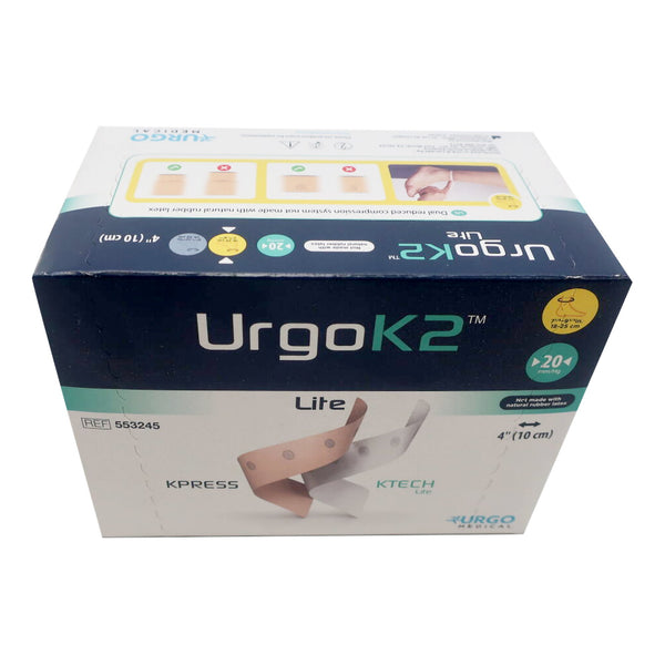 URGOK2™ Lite 2 Layer Compression Bandage System 4 X 7-1/8 to 9-3/4 Inch Self-Adherent Closure Tan / White / Pink NonSterile Regular 20 mmHg (1170200_EA) 1/EA