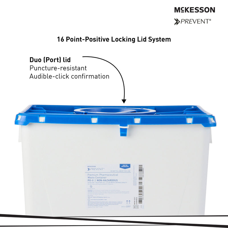 McKesson Prevent® Pharmaceutical Waste Container White Base 24-3/5 H X 17-3/10 W X 13 L Inch Vertical Entry 18 Gallon (1011863_EA) 1/EA