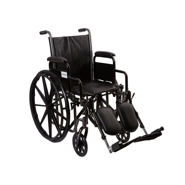 McKesson Wheelchair Dual Axle Desk Length Arm Swing-Away Elevating Legrest Black Upholstery 16 Inch Seat Width Adult 250 lbs. Weight Capacity (1065273_EA) 1/EA