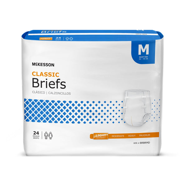 McKesson Classic Unisex Adult Incontinence Brief Medium Disposable Light Absorbency (973142_BG) 24/BG