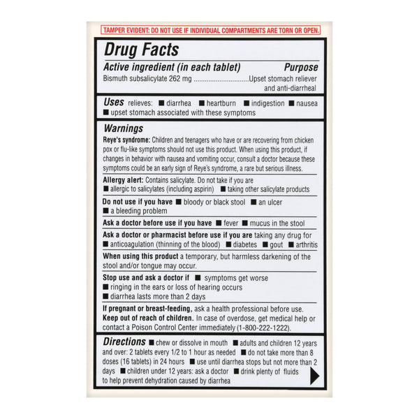 Foster & Thrive™ Anti-Diarrheal 262 mg Strength Chewable Tablet 30 per Box (1235080_CT) 30/CT