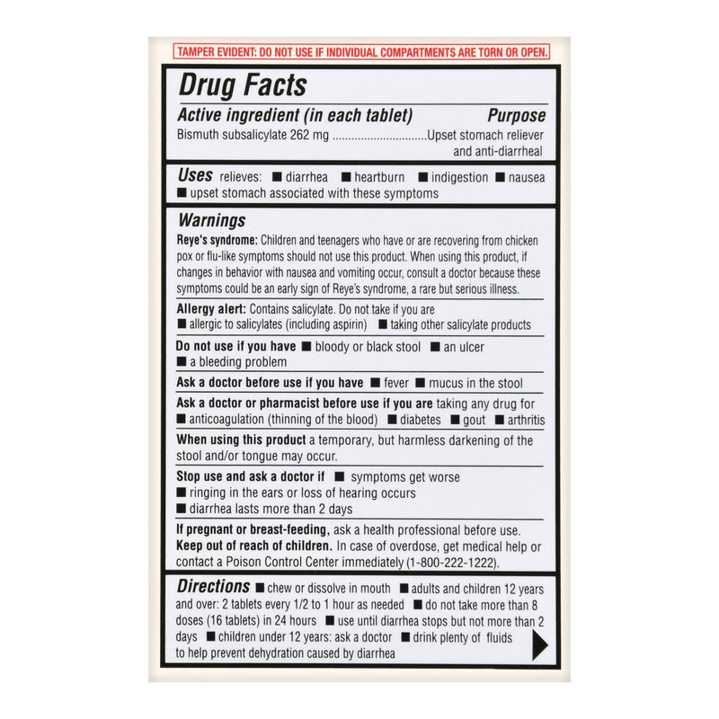 Foster & Thrive™ Anti-Diarrheal 262 mg Strength Chewable Tablet 30 per Box (1235080_CT) 30/CT