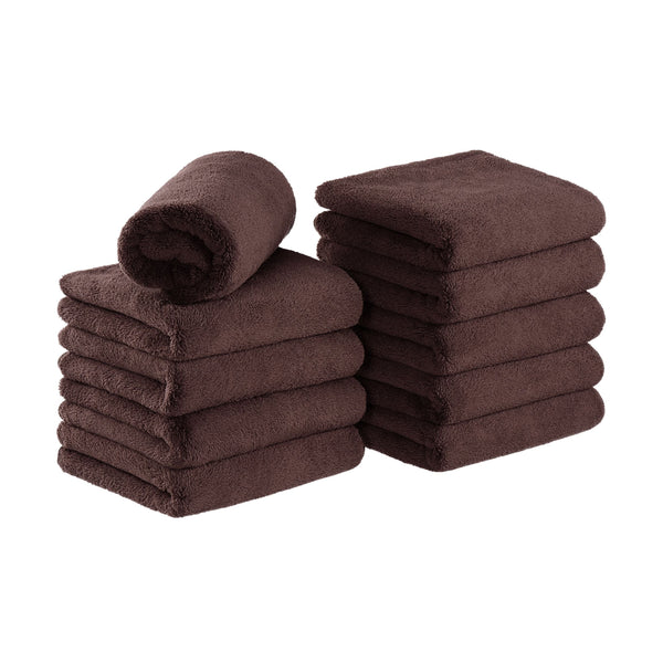Arkwright Home Bck2U Coral Fleece Salon Towel 16x27 Brown (10/Pack) (PNP915117BR) 10/PK