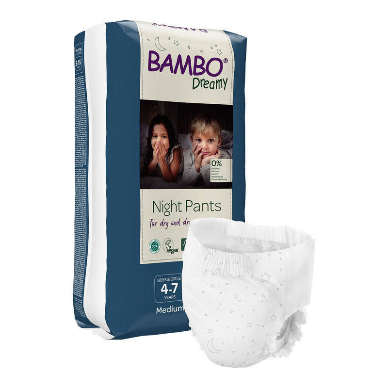 Bambo® Dreamy Night Pant Unisex Youth Training Pants Pull On with Tear Away Seams Size 4 to 7 Years Disposable Heavy Absorbency (1255464_PK) 10/PK