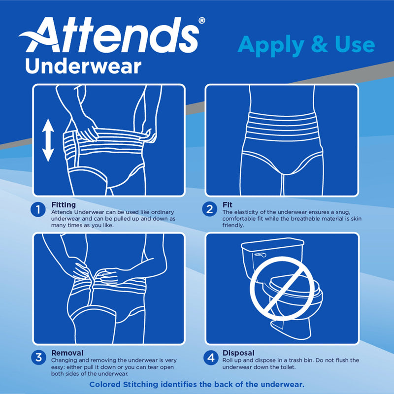 Attends® Bariatric Unisex Adult Absorbent Underwear Pull On with Tear Away Seams 3X-Large Disposable Heavy Absorbency (1184056_CS) 40/CS