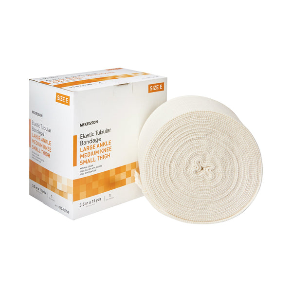McKesson Spandagrip™ Elastic Tubular Support Bandage 3-1/2 Inch X 11 Yard Large Ankle / Medium Knee Pull On Natural NonSterile Size E Standard Compression (1112849_BX) 1/BX