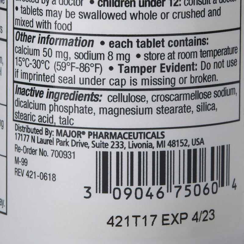 Major Pharmaceuticals Stool Softener Tablet 100 per Bottle 100 mg Strength Docusate Sodium (1125884_BT) 1/BT