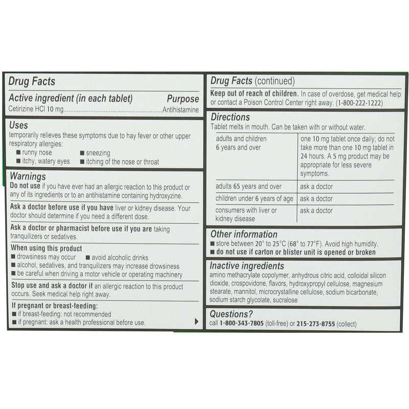 Zyrtec® Children's Allergy Relief 10 mg Strength Tablet 12 per Box (1060355_CT) 12/CT