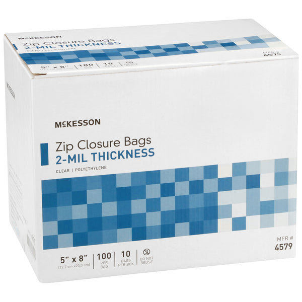McKesson Reclosable Bag 5 X 8 Inch Polyethylene Clear Zipper Closure (1057373_CS) 40/CS