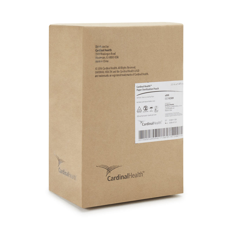 Cardinal Health™ Sterilization Pouch Ethylene Oxide (EO) Gas / Steam 3-1/2 X 9 Inch Transparent / White Self Seal Paper / Film (344693_CS) 800/CS