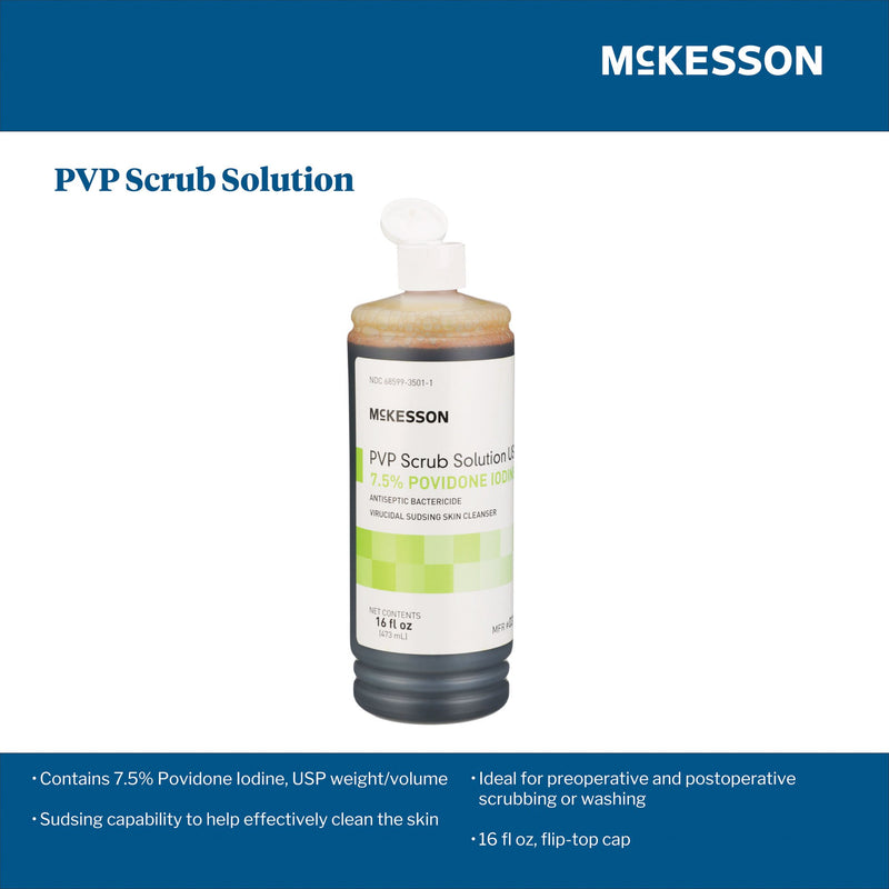 McKesson Surgical Scrub Solution 16 oz. Flip-Top Bottle 7.5% Strength Povidone-Iodine NonSterile (911741_EA) 1/EA