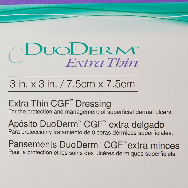 DuoDERM® Extra Thin CGF® Thin Hydrocolloid Dressing Film Backing 3 X 3 Inch Square Hydrocolloid / Film (205195_EA) 1/EA