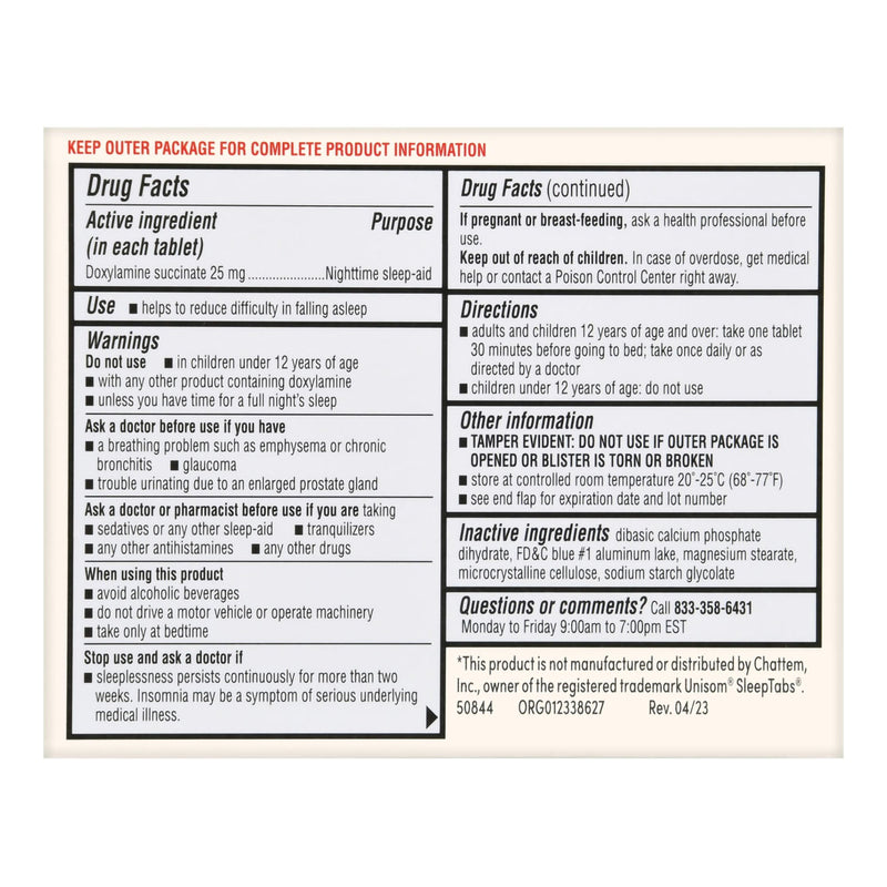 Foster & Thrive™ Sleep Aid 32 per Box Tablet 25 mg Strength (1238971_BX) 1/BX
