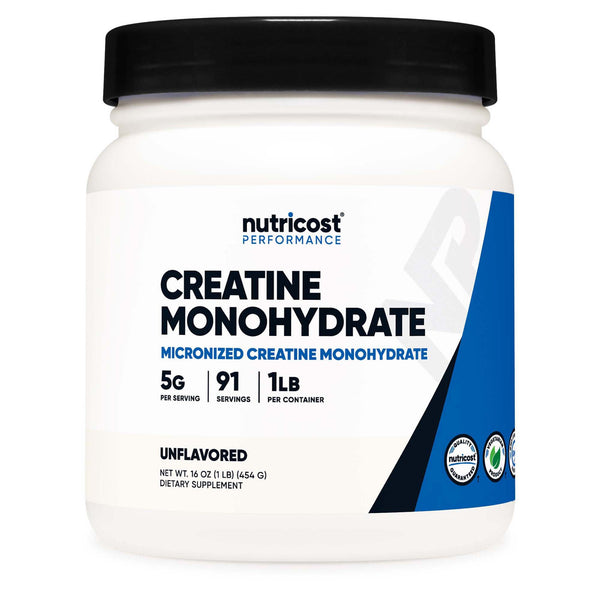 Nutricost Creatine Monohydrate Oral Supplement Unflavored Powder 1 lb. Canister (1270272_BT) 1/BT