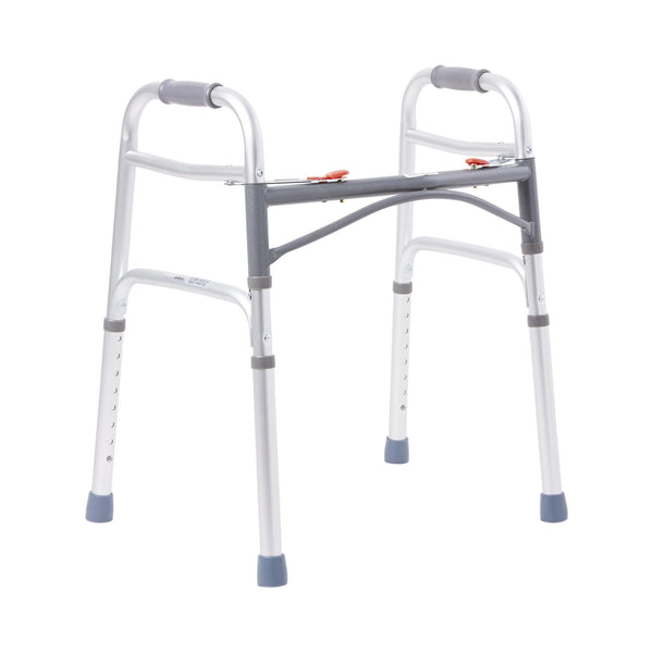 McKesson Dual Release Folding Walker Adjustable Height Aluminum Frame 350 lbs. Weight Capacity 25 to 32 Inch Height (1065260_CS) 4/CS