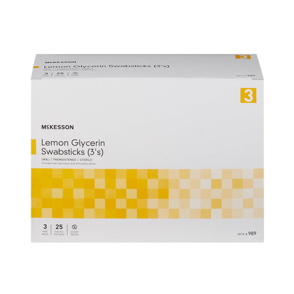 McKesson Lemon Glycerin Swabstick Rayon Tip 3 per Pack (877336_BX) 25/BX