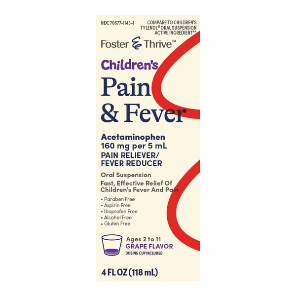 Foster & Thrive™ Children's Pain Relief 160 mg / 5 mL Strength Acetaminophen Oral Suspension 4 oz. (1238968_EA) 1/EA