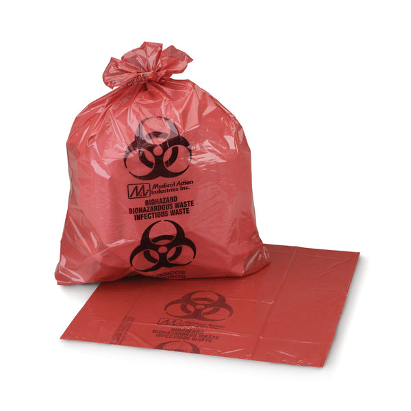McKesson Biohazard Waste Bag Biohazard Symbol / Infectious Waste 30 to 33 gal. Red 8 X 23 X 41 Inch (163782_CS) 100/CS