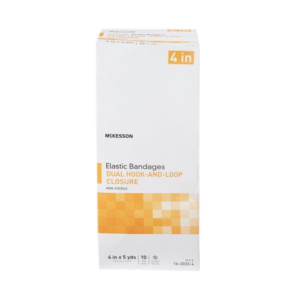 McKesson Elastic Bandage 4 Inch X 5 Yard Double Hook and Loop Closure Tan NonSterile Standard Compression (1086529_RL) 1/RL