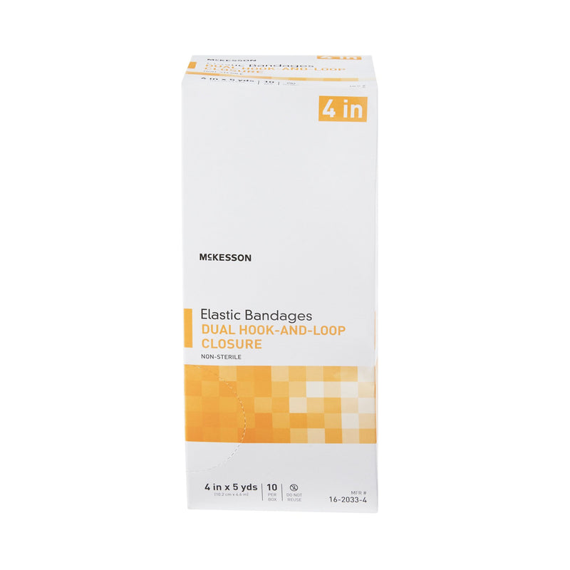 McKesson Elastic Bandage 4 Inch X 5 Yard Double Hook and Loop Closure Tan NonSterile Standard Compression (1086529_RL) 1/RL