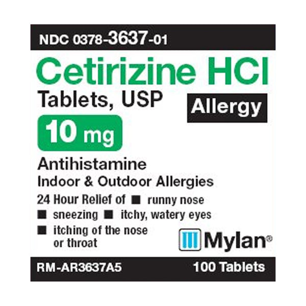 Mylan Allergy Relief 10 mg Strength Tablet 100 per Bottle (707130_BT) 1/BT