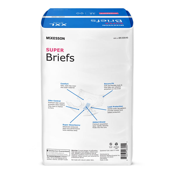 McKesson Unisex Adult Incontinence Brief 2X-Large Disposable Moderate Absorbency (1222509_BG) 12/BG