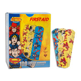 American® White Cross Stat Strip® Adhesive Strip 3/4 X 3 Inch Plastic Rectangle Kid Design (Superman / Wonder Woman / Flash) Sterile (928131_BX) 1/BX