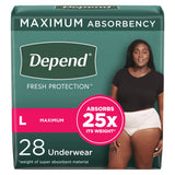 Depend® Fresh Protection Female Adult Absorbent Underwear Waistband Style Large Disposable Heavy Absorbency (1184201_PK) 28/PK
