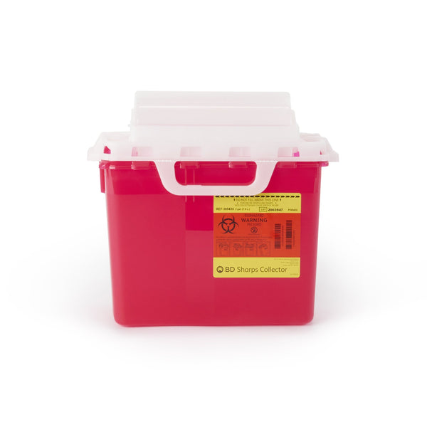 BD™ Sharps Container Red Base 12-1/2 H X 10-7/10 W X 6 D Inch Horizontal Entry 2 Gallon (326023_CS) 10/CS
