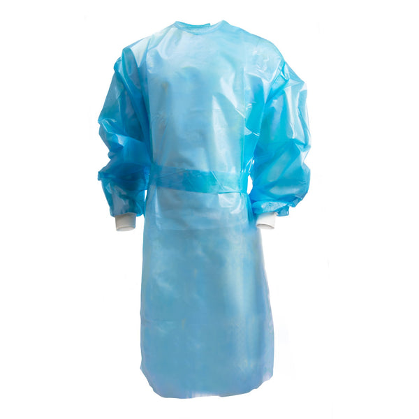 McKesson Chemotherapy Procedure Gown Large Blue NonSterile AAMI Level 2 / ASTM D6978 Disposable (1177928_CS) 30/CS