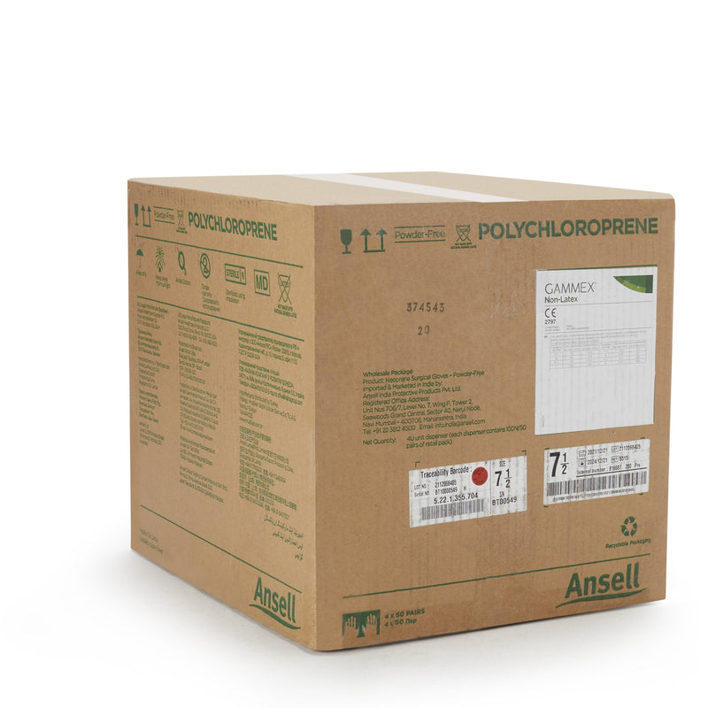 GAMMEX® Non-Latex Surgical Glove Size 7.5 Sterile Polyisoprene Standard Cuff Length Micro-Textured Green Chemo Tested (364346_CS) 200/CS