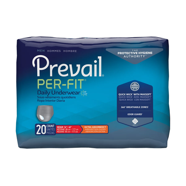 Prevail® Per-Fit® Male Adult Absorbent Underwear Pull On with Tear Away Seams Medium Disposable Heavy Absorbency (881919_CS) 80/CS