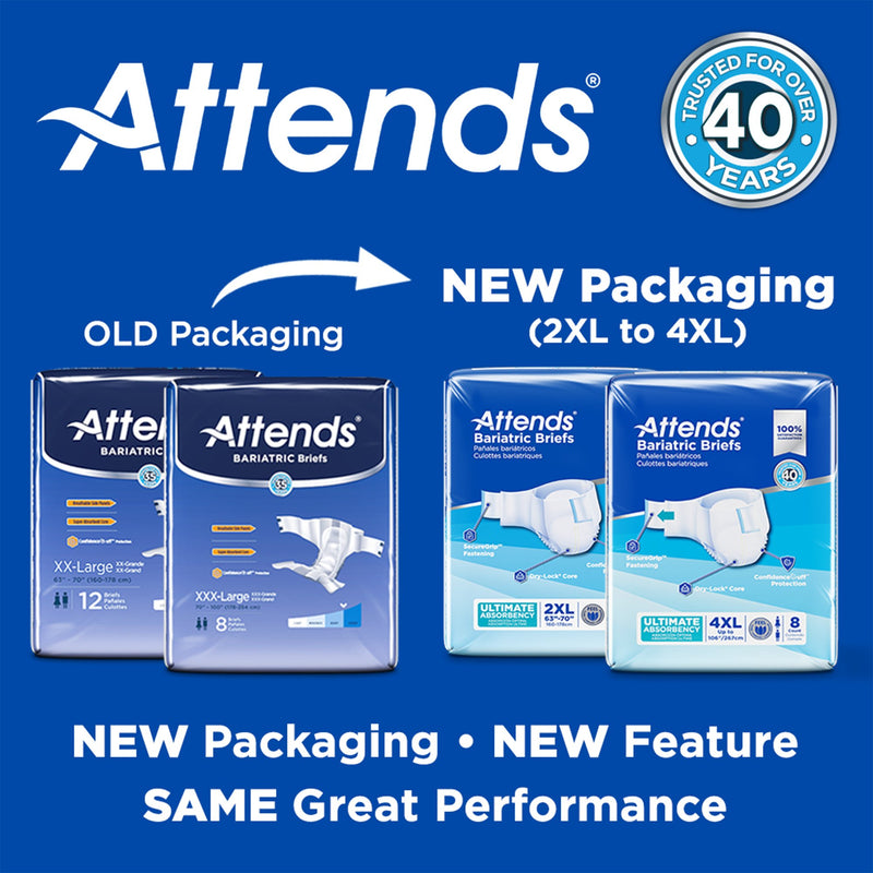 Attends® Bariatric Unisex Adult Incontinence Brief 2X-Large Disposable Heavy Absorbency (950227_CS) 48/CS