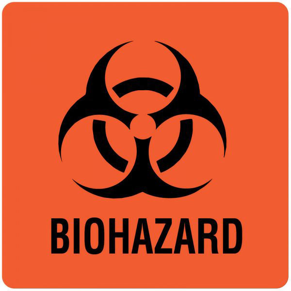 UAL™ Pre-Printed Label Caution Label Fluorescent Red Paper Biohazard / Symbol Black Biohazard 3 X 3 Inch (515059_PK) 1/PK