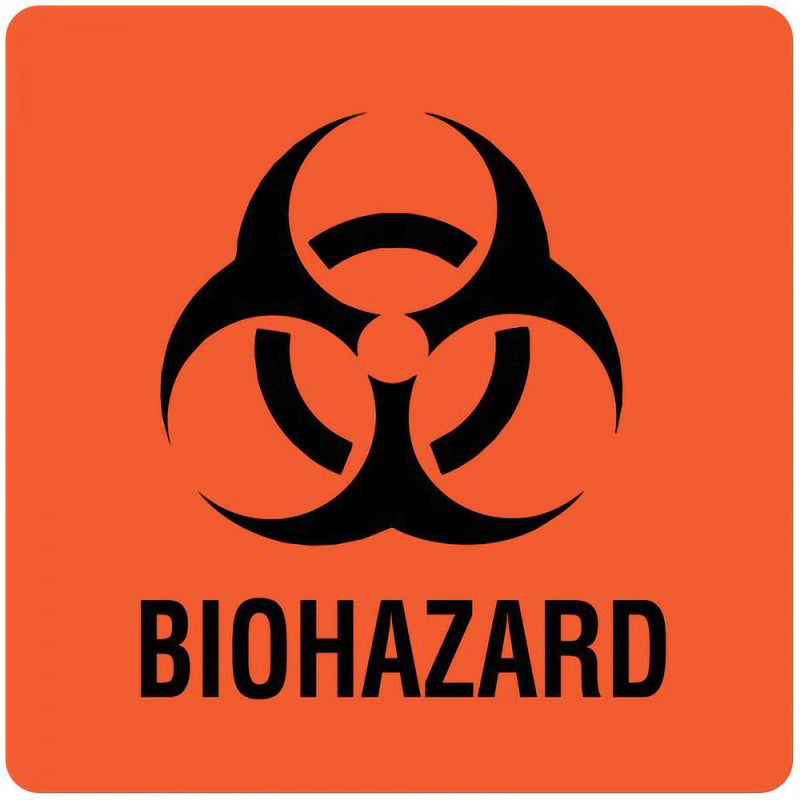 UAL™ Pre-Printed Label Caution Label Fluorescent Red Paper Biohazard / Symbol Black Biohazard 3 X 3 Inch (515059_PK) 1/PK