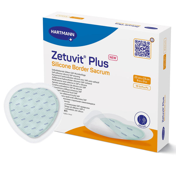 Zetuvit® Plus Silicone Border Super Absorbent Dressing Silicone Adhesive 9 X 9 Inch Sacral (1235832_EA) 1/EA