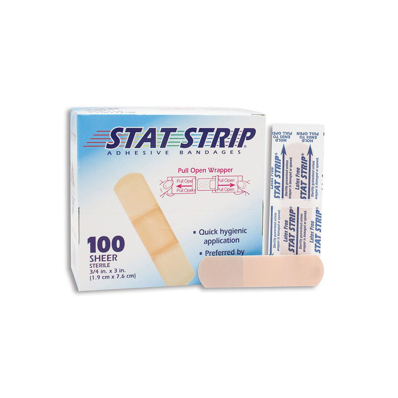 American® White Cross Stat Strip® Adhesive Strip 3/4 X 3 Inch Plastic Rectangle Tan Sterile (184495_BX) 100/BX