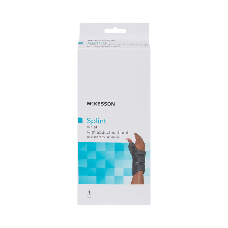 McKesson Wrist Brace with Abducted Thumb Aluminum / Foam / Spandex / Plastic Left Hand Black Medium (1159141_EA) 1/EA