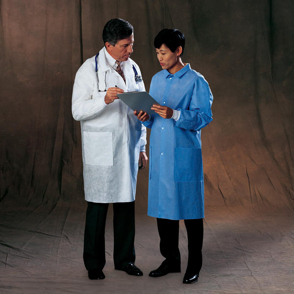 Basic Lab Coat White X-Large Knee Length 3-Layer SMS Disposable (276139_EA) 1/EA