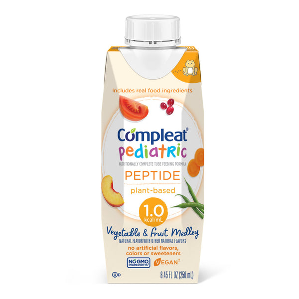 Compleat® Pediatric Peptide 1.0 Pediatric Tube Feeding Formula Vegetable / Fruit Medley Flavor 250 mL Reclosable Carton Liquid Plant Based (1228010_CS) 24/CS