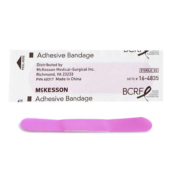 McKesson Adhesive Strip 3/4 X 3 Inch Plastic Rectangle Pink Sterile (1055594_BX) 100/BX