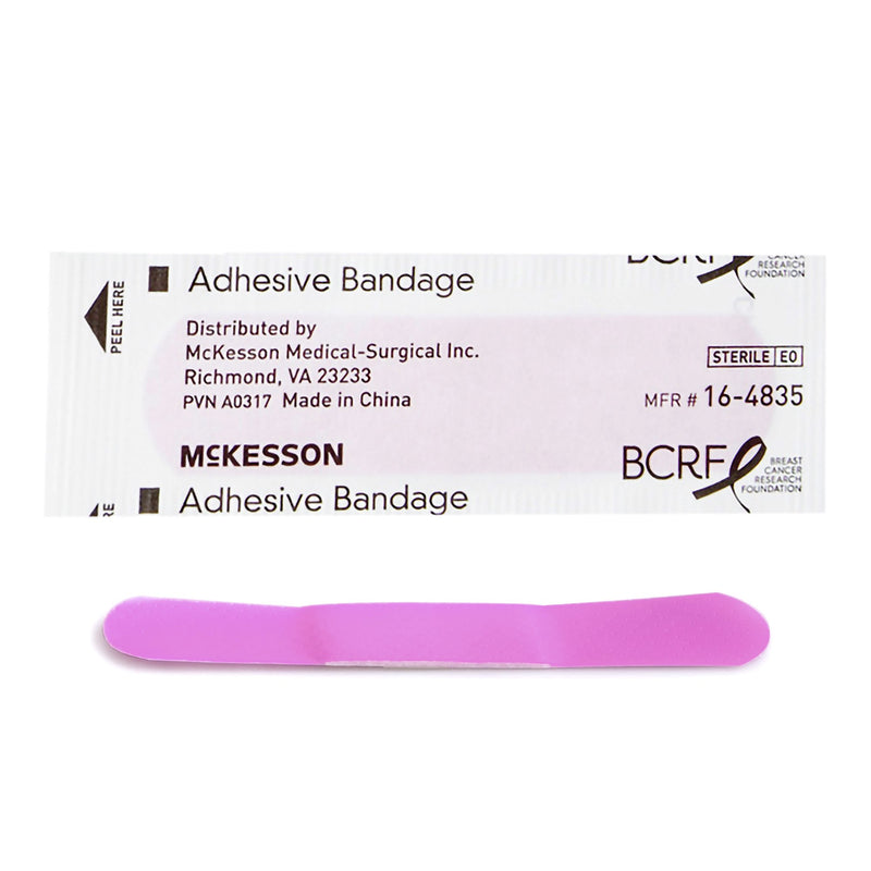 McKesson Adhesive Strip 3/4 X 3 Inch Plastic Rectangle Pink Sterile (1055594_BX) 100/BX
