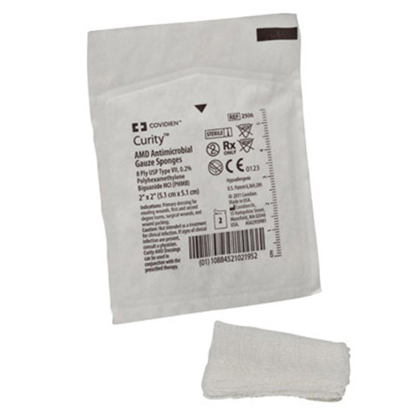 Curity™ AMD™ Antibacterial Gauze Sponge 2 X 2 Inch 8-Ply Sterile 2 per Pack (513048_PK) 1/PK