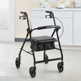 McKesson 4 Wheel Rollator Black Adjustable Height / Folding Aluminum Frame (1065266_EA) 1/EA