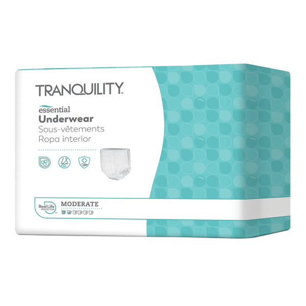 Tranquility® Essential Unisex Adult Absorbent Underwear Pull On with Tear Away Seams Medium Disposable Moderate Absorbency (884710_CS) 100/CS